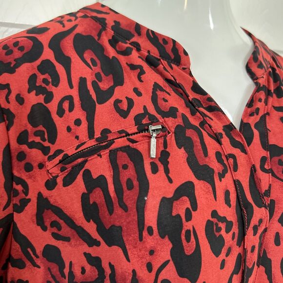 Lily Morgan Plus Size 1X Red Animal Print Tunic Top Stretch Knit - Picture 7 of 12